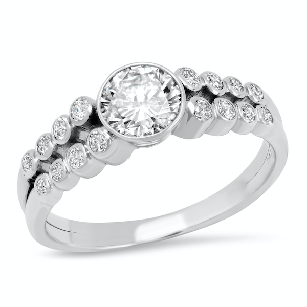Brilliant Cut Diamond Engagement Vintage 18K White Gold Ring