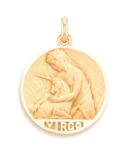 Virgo Sign 18k Gold Zodiac Medallion Charm