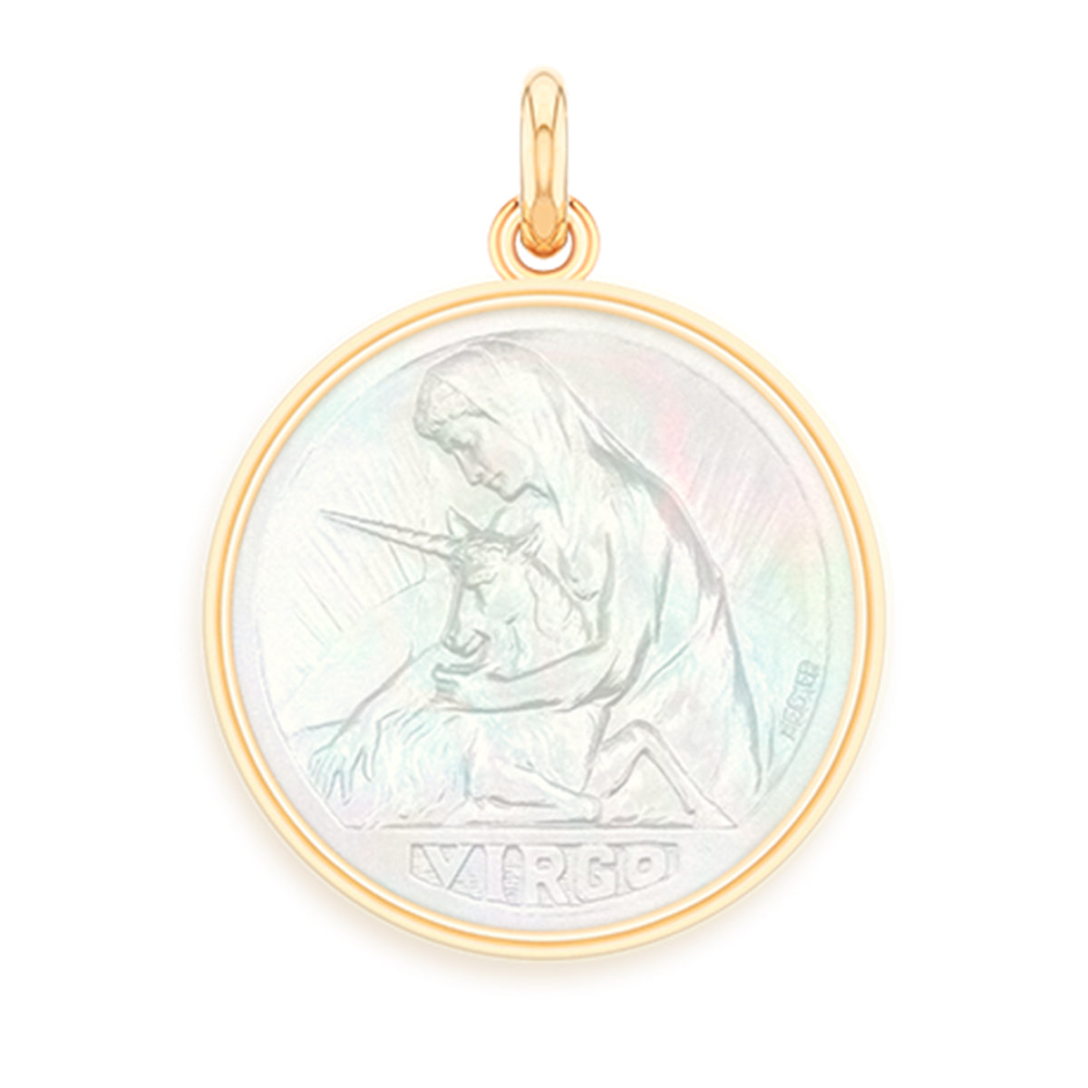 Virgo Pearl 18k Gold Zodiac Medallion Charm