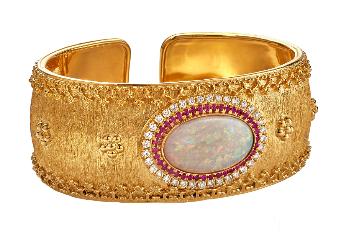 Opal Cuff 18K Yellow Gold Bracelet